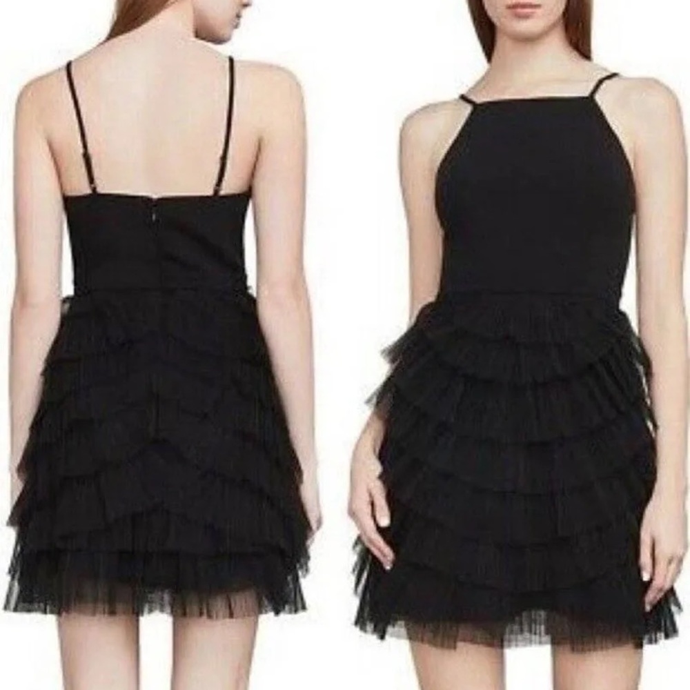 BCBGMaxAzria Black Tiered Tulle Mini Dress